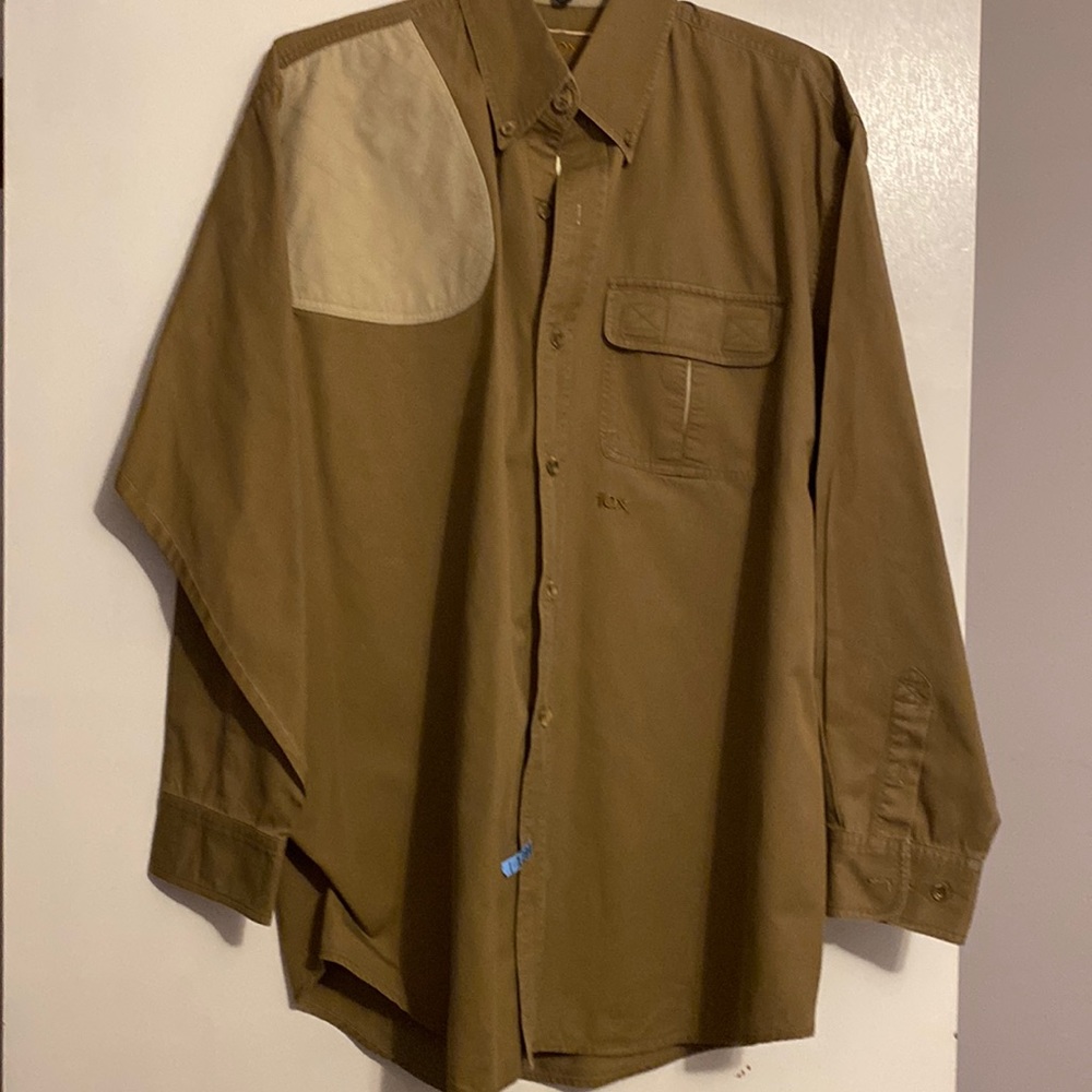 10X Men’s Button Down Long Sleeve Shooting Hunting Padded Shoulder Shirt